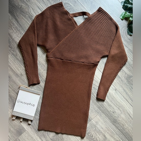 12th Tribe Bleecker Mini Sweater Dress in Rust Brown. Size Small NWT! - Picture 8 of 15